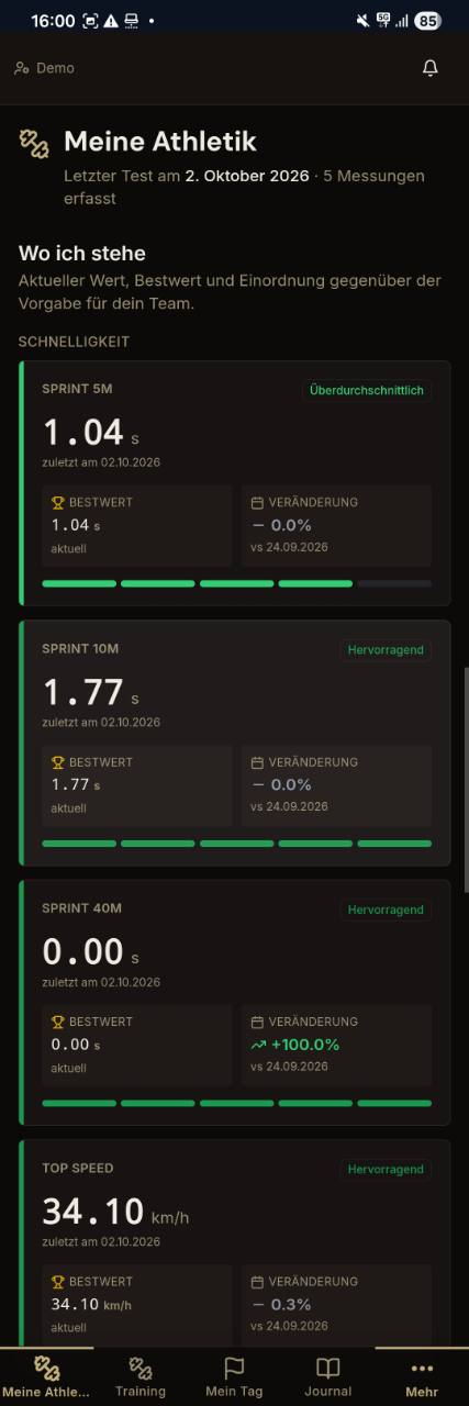 PerformIQ-App: Athletik mit Demoinhalten